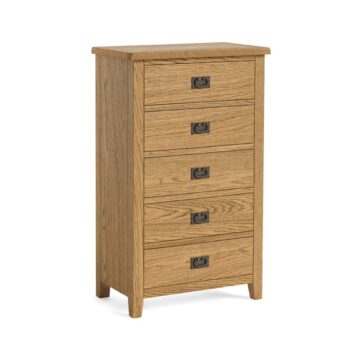 Alderstone Waxed Oak 5 Drawer Chest | Assembled