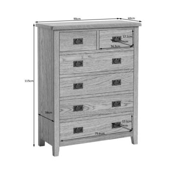 Alderstone Waxed Oak 2 Over 4 Chest of Drawers | Assembled