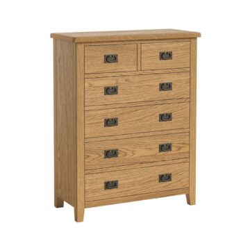 Alderstone Waxed Oak 2 Over 4 Chest of Drawers | Assembled