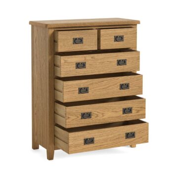 Alderstone Waxed Oak 2 Over 4 Chest of Drawers | Assembled