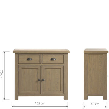 Heritage Oak 2 Door 2 Drawer Small Sideboard | Assembled