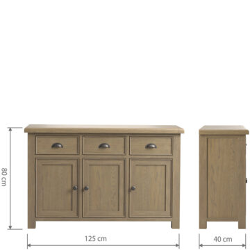 Heritage Oak 3 Door 3 Drawer Large Sideboard | Assembled