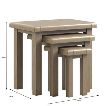 Heritage Oak Nest of 3 Tables | Assembled