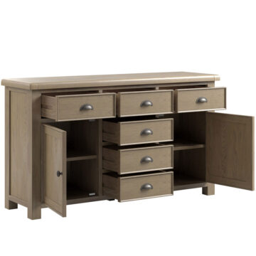 Heritage Oak 2 Door 6 Drawer Large Sideboard | Assembled
