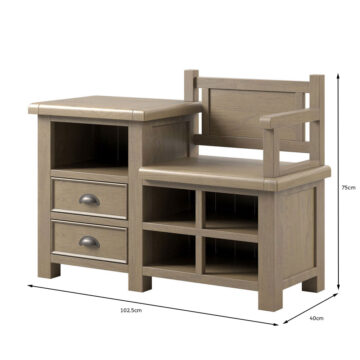 Heritage Oak Hall Bench | Assembled