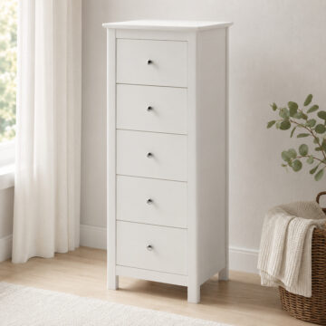 Westerlea White 5 Drawer Narrow Chest