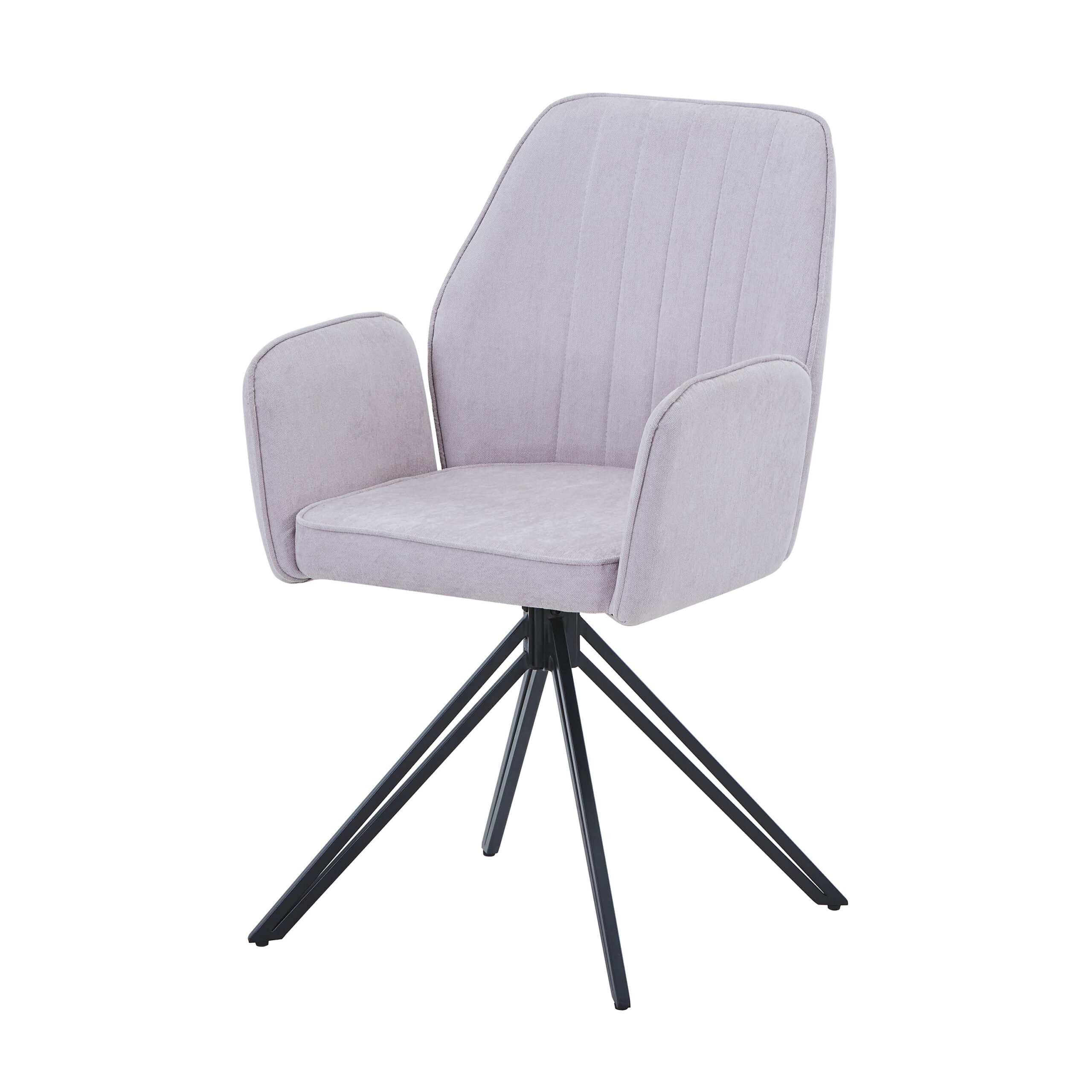 Dalvik swivel dining armchair, natural fabric with black metal legs (pair)