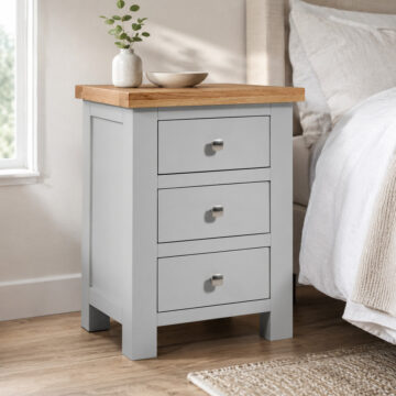 Wynyard Grey 3 Drawer Bedside Table