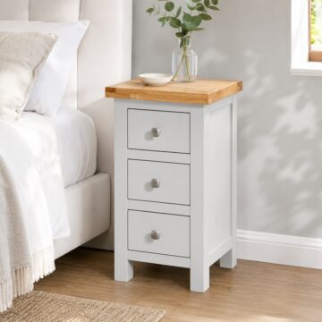Wynyard Grey Compact 3 Drawer Bedside Table