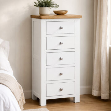 Wynyard White 5 Drawer Tall Chest