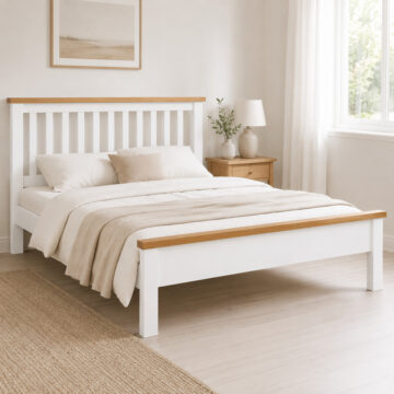 Wynyard White Slatted 4'6 Doube Bed Frame