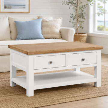 Wynyard White Coffee Table With 2 Drawers