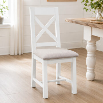 Wynyard White Cross Back Dining Chair | Assembled