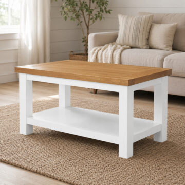 Wynyard White Small Coffee Table With Shelf