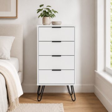 Avila White 5 Drawer Narrow Chest