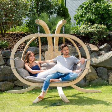 Globo Royal Double Seater Hanging Chair Set - Taupe