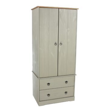 Azusa Grey Double Wardrobe with Drawers