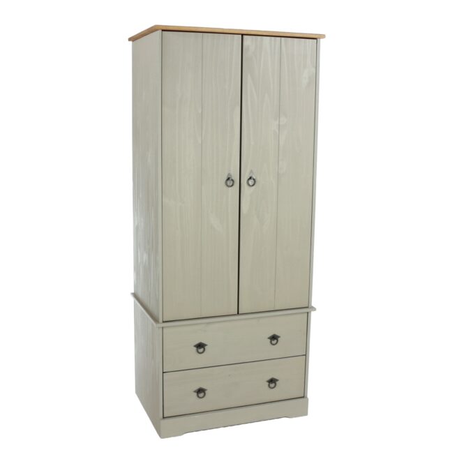 Azusa Grey Double Wardrobe with Drawers | Oak World