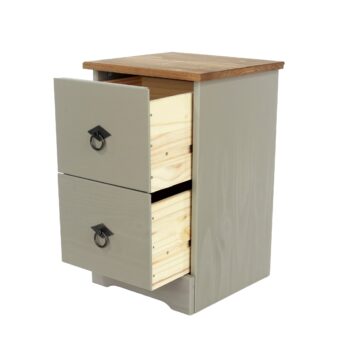 Azusa Grey 2 Drawer Compact Bedside Cabinet