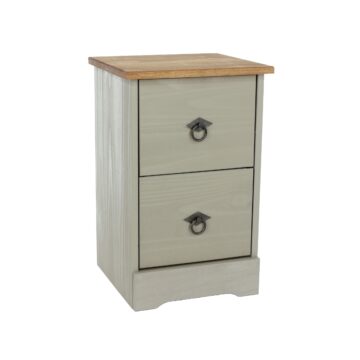 Azusa Grey 2 Drawer Compact Bedside Cabinet