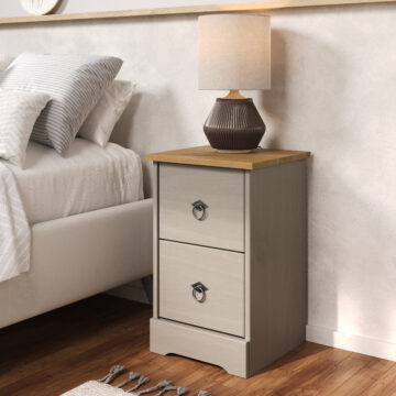 Azusa Grey 2 drawer compact bedside cabinet