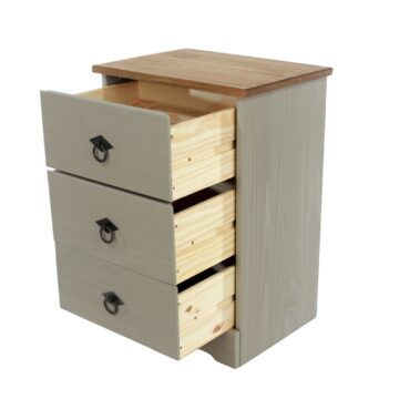 Azusa Grey 3 Drawer Bedside Cabinet