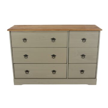Azusa Grey 3+3 drawer wide chest of drawers
