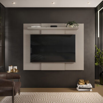 Clermont Grey TV Display Wall Panel - Extendable or Fixed Media Panel with Adjustable Shelf for TVs