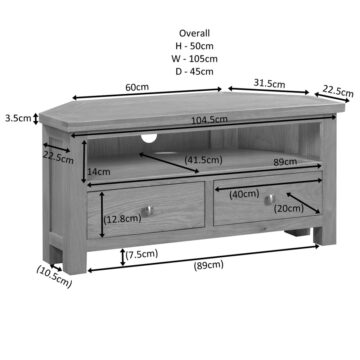 Wynyard Oak 2 Drawer Corner TV Unit 105cm | Assembled | Clearance