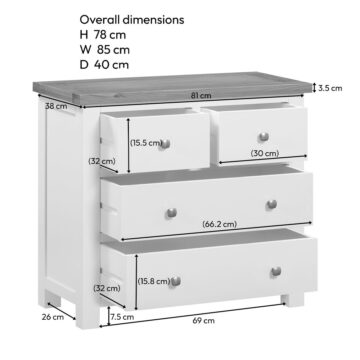 Wynyard Grey 2 Over 2 Chest of Drawers | Assembled | Clearance