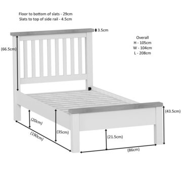 Wynyard Grey Single 3′ Slatted Bed Frame