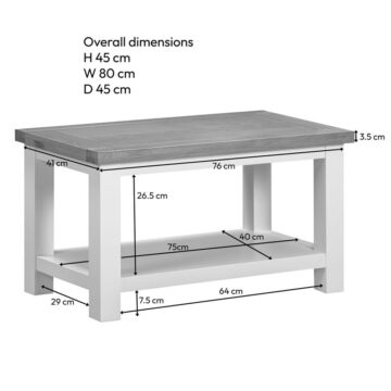 Wynyard White Small Coffee Table With Shelf