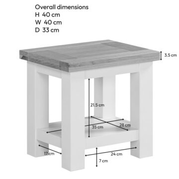 Wynyard Grey Lamp Table | Oak Finish Top