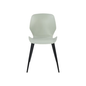 Dalvik Dining Pair of Green Contoured Plastic Kitchen Chairs with Black Tapered Metal Legs