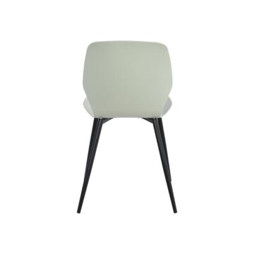 Dalvik Dining Pair of Green Contoured Plastic Kitchen Chairs with Black Tapered Metal Legs