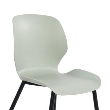 Dalvik Dining Pair of Green Contoured Plastic Kitchen Chairs with Black Tapered Metal Legs