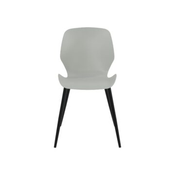 Dalvik Dining Pair of Grey Contoured Plastic Kitchen Chairs with Black Tapered Metal Legs