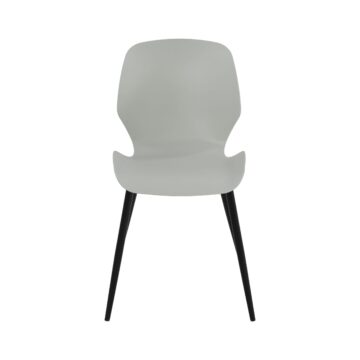 Dalvik Dining Pair of Grey Contoured Plastic Kitchen Chairs with Black Tapered Metal Legs