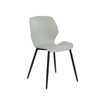 Dalvik Dining Pair of Grey Contoured Plastic Kitchen Chairs with Black Tapered Metal Legs
