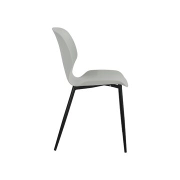 Dalvik Dining Pair of Grey Contoured Plastic Kitchen Chairs with Black Tapered Metal Legs
