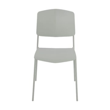 Dalvik Dining Pair of Grey Stackable Plastic Kitchen Chairs with Contoured Seat and Black Metal Leg