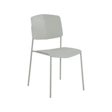 Dalvik Dining Pair of Grey Stackable Plastic Kitchen Chairs with Contoured Seat and Black Metal Leg