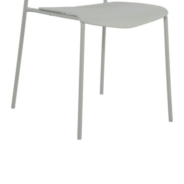 Dalvik Dining Pair of Grey Stackable Plastic Kitchen Chairs with Contoured Seat and Black Metal Leg