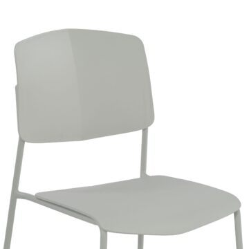 Dalvik Dining Pair of Grey Stackable Plastic Kitchen Chairs with Contoured Seat and Black Metal Leg