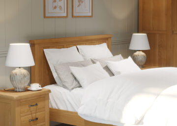 Summer Waxed Oak 4’6 Panelled Double Bed Frame