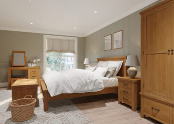 Summer Waxed Oak 4’6 Panelled Double Bed Frame
