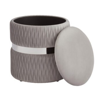 Eden Grey Velvet Storage Stool
