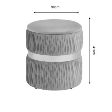 Eden Grey Velvet Storage Stool