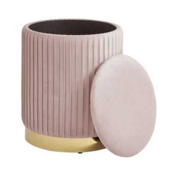 Esme Pink Velvet Pleated Storage Stool