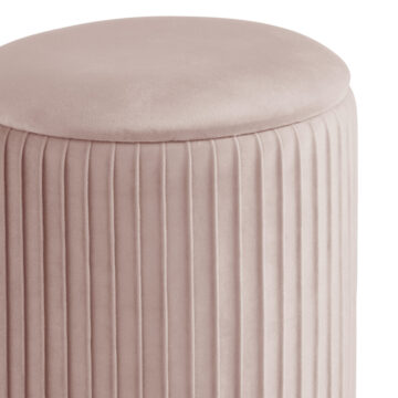 Esme Pink Velvet Pleated Storage Stool